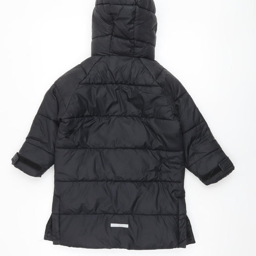 ZARA Girls Black Long Hooded Puffer Coat 6 Years Winter Quilted Jacket