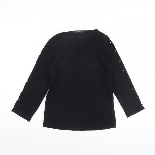 Marks and Spencer Women Black Size 10 Boat Neck Long Sleeve Top