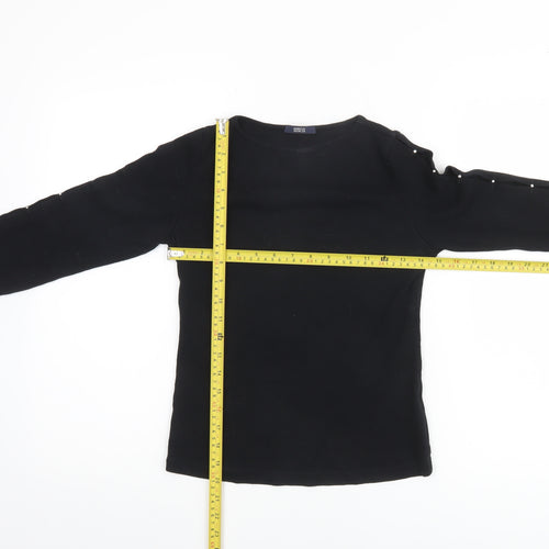 Marks and Spencer Women Black Size 10 Boat Neck Long Sleeve Top