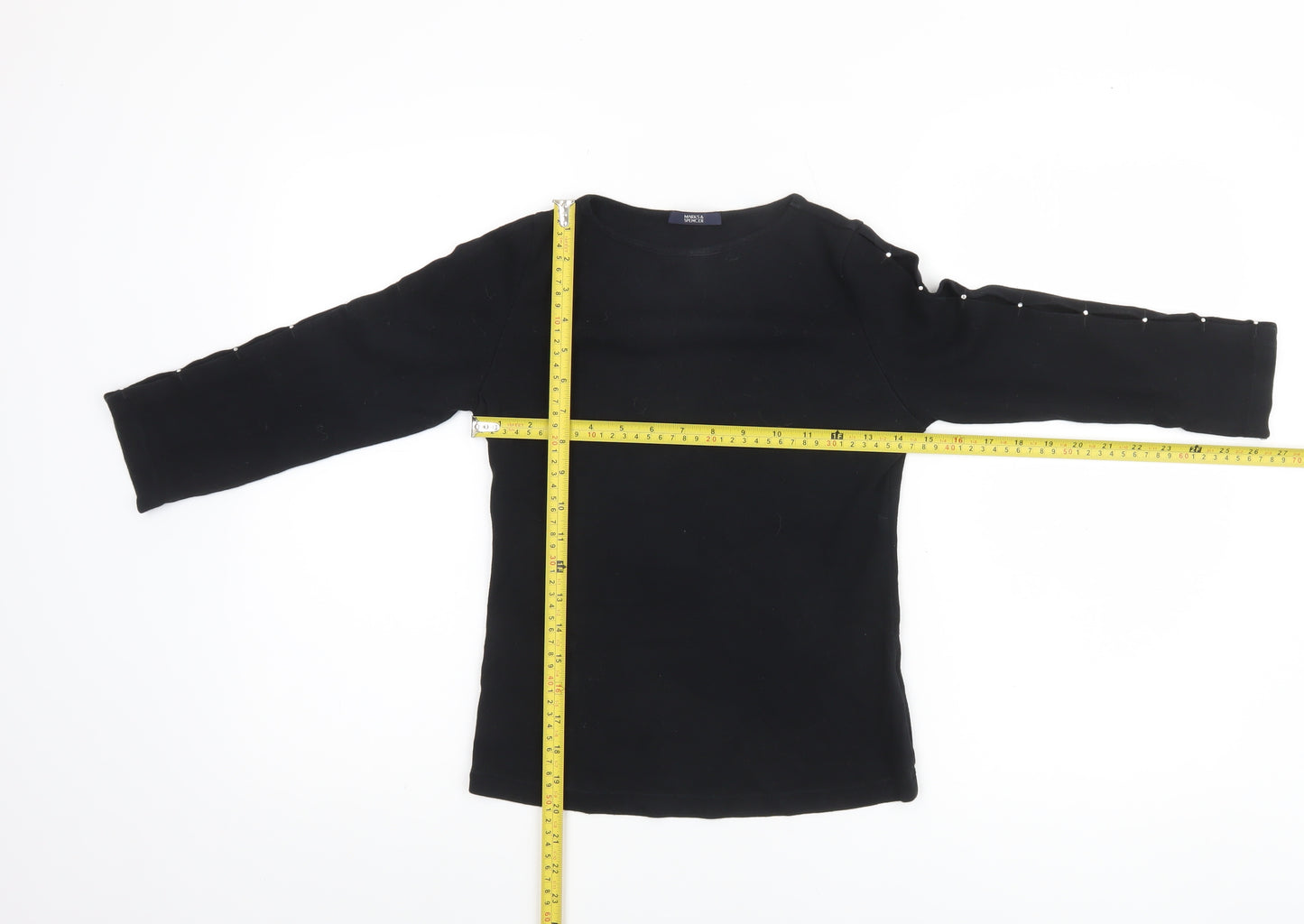 Marks and Spencer Women Black Size 10 Boat Neck Long Sleeve Top