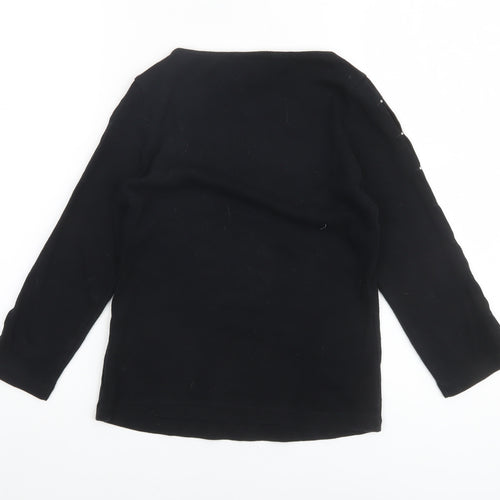 Marks and Spencer Women Black Size 10 Boat Neck Long Sleeve Top