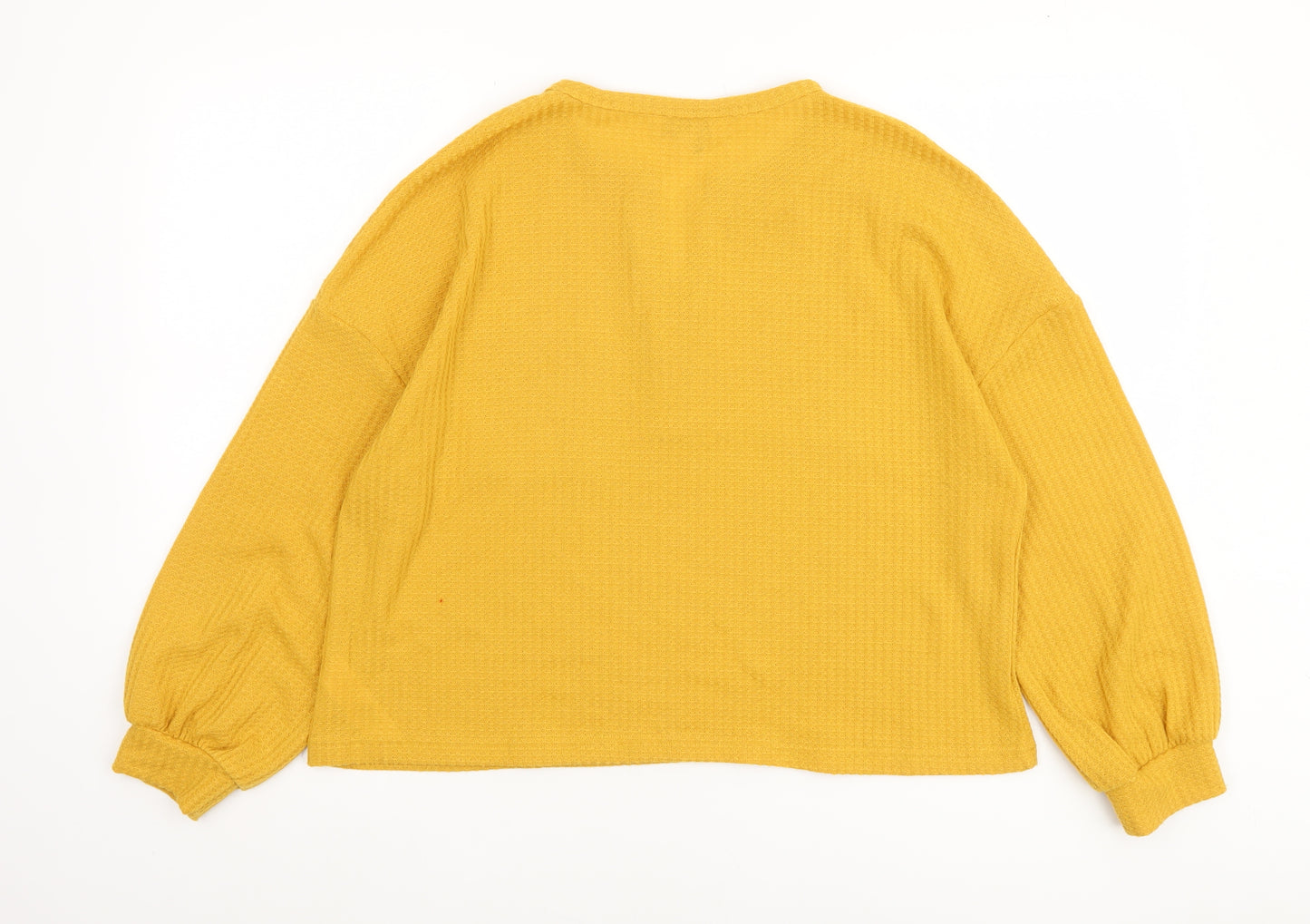 Apricot Women Yellow Button Henley Relaxed Knit Blouse Size 14