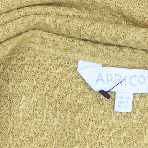 Apricot Women Yellow Button Henley Relaxed Knit Blouse Size 14