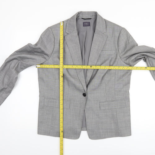 Marks and Spencer Women’s Grey Single-Breasted Blazer Size 16 Classic Fit