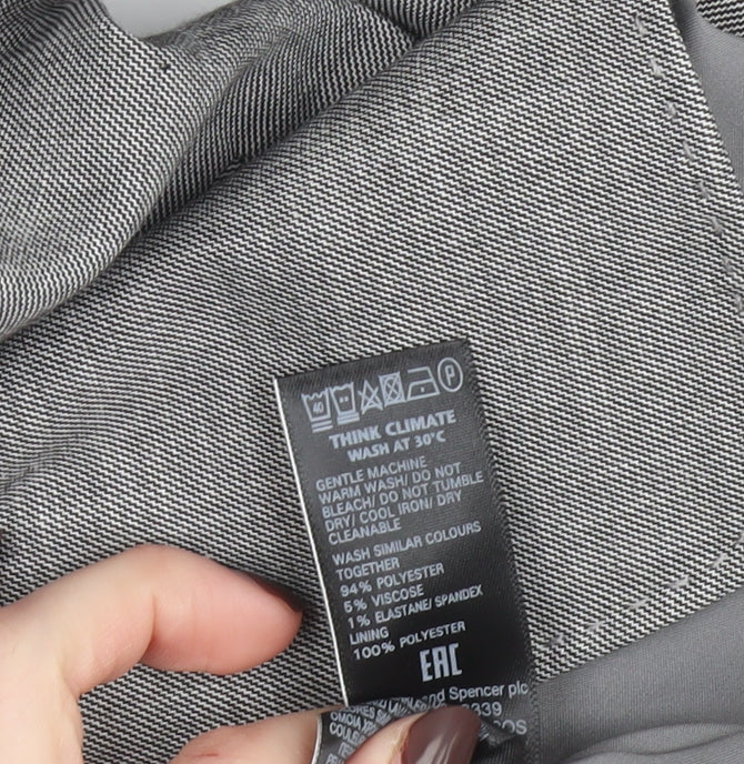 Marks and Spencer Women’s Grey Single-Breasted Blazer Size 16 Classic Fit