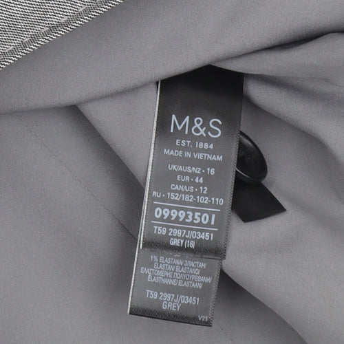 Marks and Spencer Women’s Grey Single-Breasted Blazer Size 16 Classic Fit