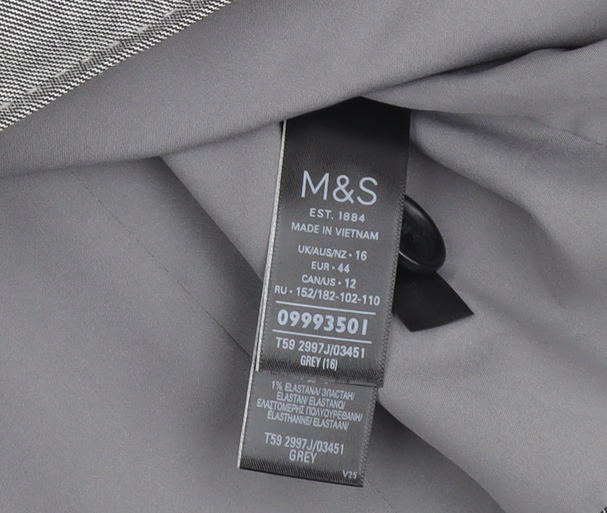 Marks and Spencer Women’s Grey Single-Breasted Blazer Size 16 Classic Fit