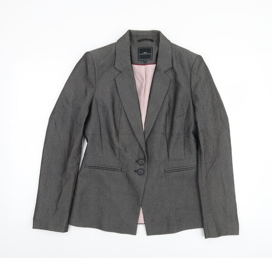 Next Women Grey Regular Fit Tailored Two-Button Blazer Size 10