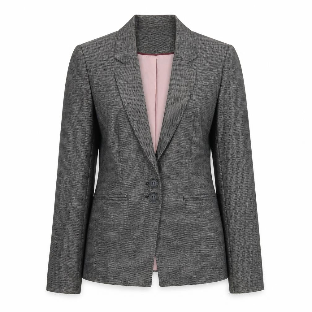 Front view of Next Women Grey Regular Fit Tailored Two-Button Blazer, size 10