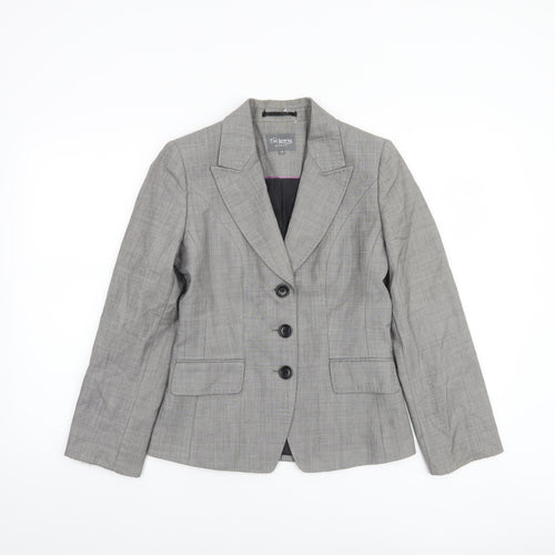 TM Lewin Woman Grey Wool Single-Breasted Blazer Size 8