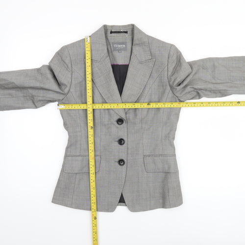 TM Lewin Woman Grey Wool Single-Breasted Blazer Size 8