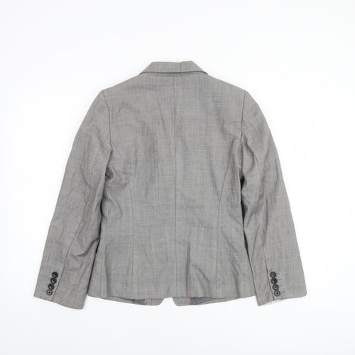 TM Lewin Woman Grey Wool Single-Breasted Blazer Size 8
