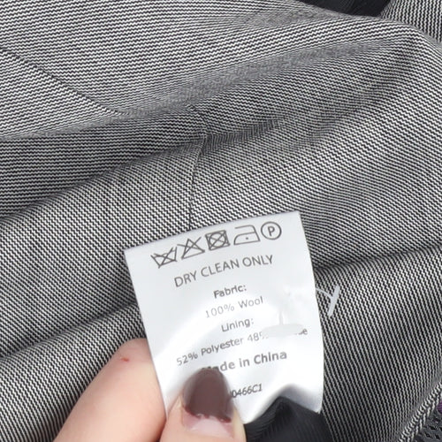 TM Lewin Woman Grey Wool Single-Breasted Blazer Size 8