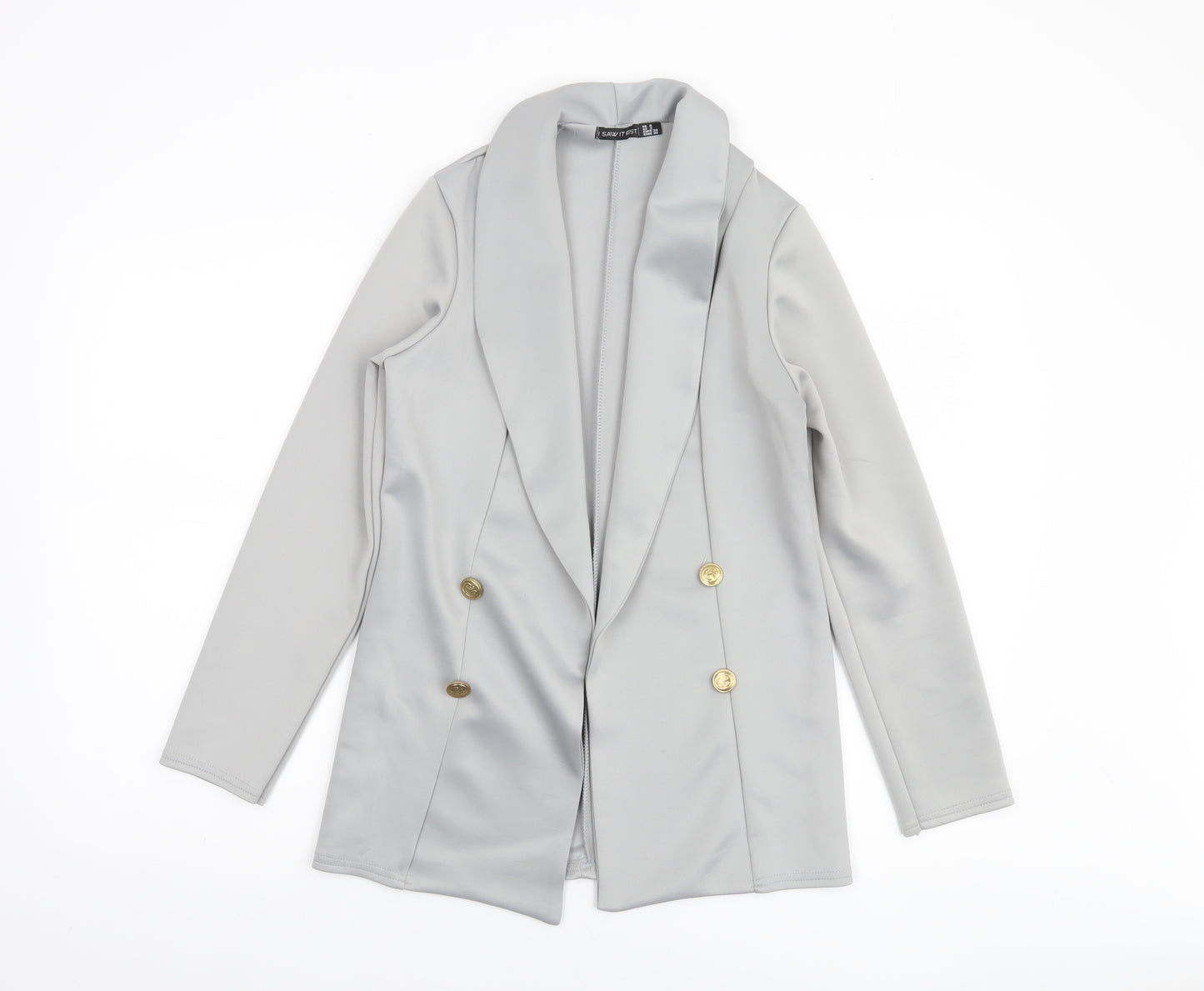 I Saw It First Women's Grey Double-Breasted Blazer UK 6