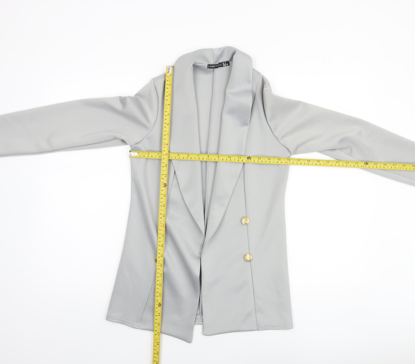 I Saw It First Women's Grey Double-Breasted Blazer UK 6