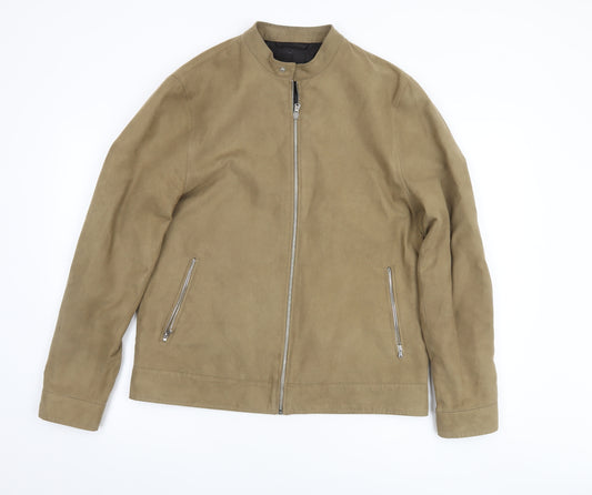 Burton Menswear London Men's Beige Faux Suede Bomber Jacket M