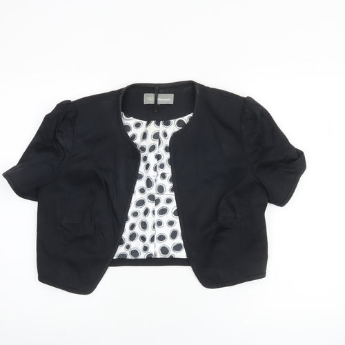 Marks and Spencer Women Black Short Sleeve Cropped Suit Jacket UK 14
