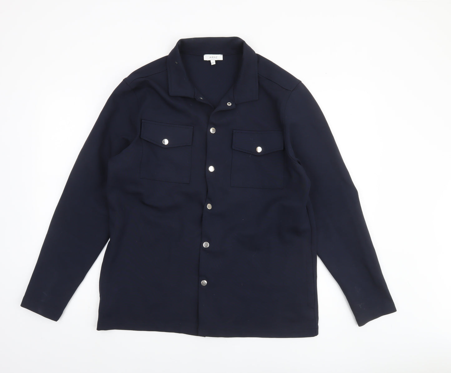 Arne Women's Blue Regular Fit Collared Button Jacket M