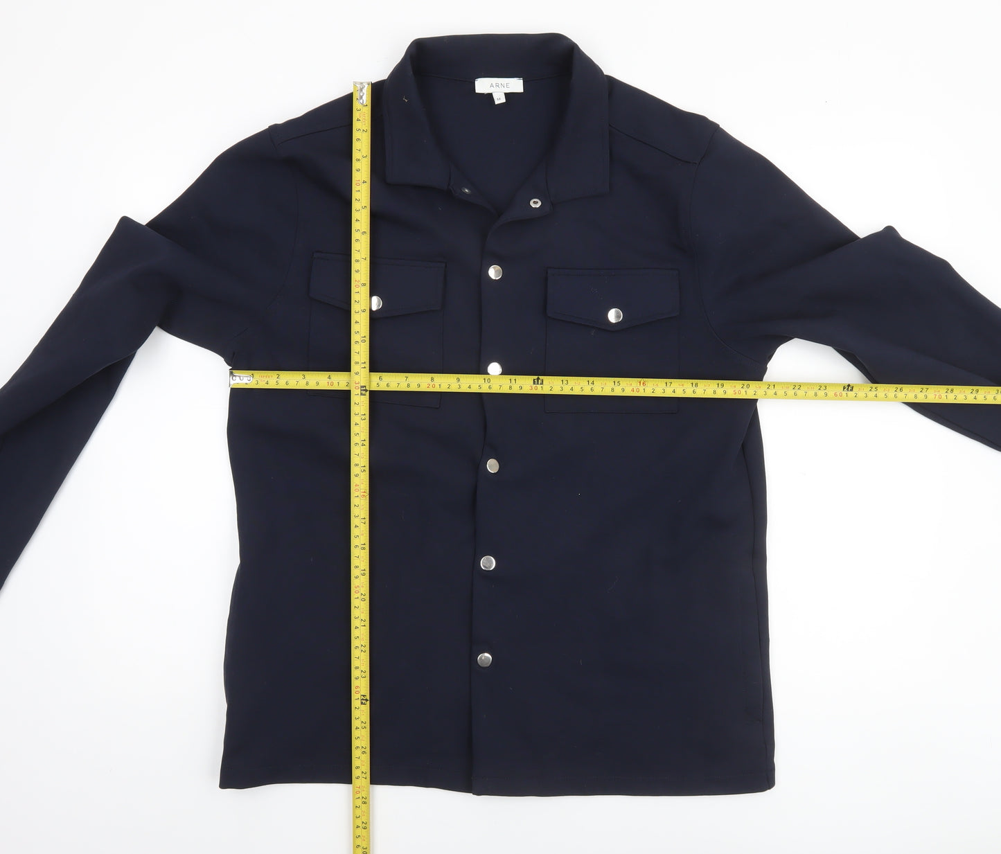 Arne Women's Blue Regular Fit Collared Button Jacket M