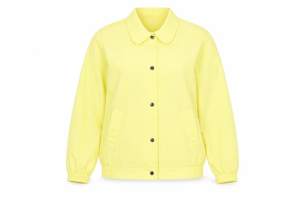 Front view of Damart Women's Yellow Basic Jacket, size 10, Casual Mid-Length