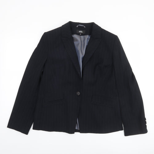 Marks and Spencer Women Black Pinstripe Suit Jacket Size 16 Classic