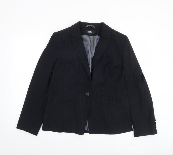 Marks and Spencer Women Black Pinstripe Suit Jacket Size 16 Classic