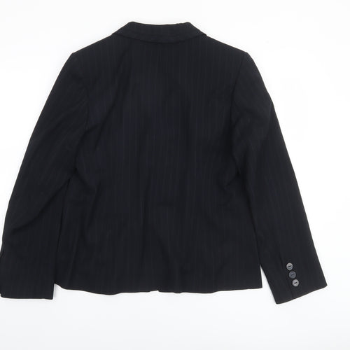 Marks and Spencer Women Black Pinstripe Suit Jacket Size 16 Classic