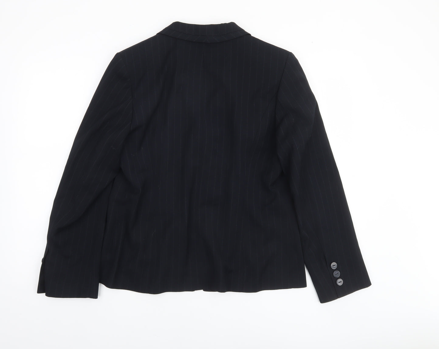 Marks and Spencer Women Black Pinstripe Suit Jacket Size 16 Classic