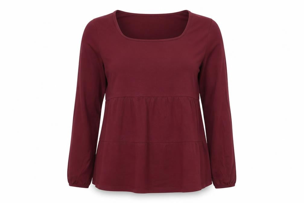 Front view of Lands' End Women's Red Long Sleeve Tunic Blouse UK M