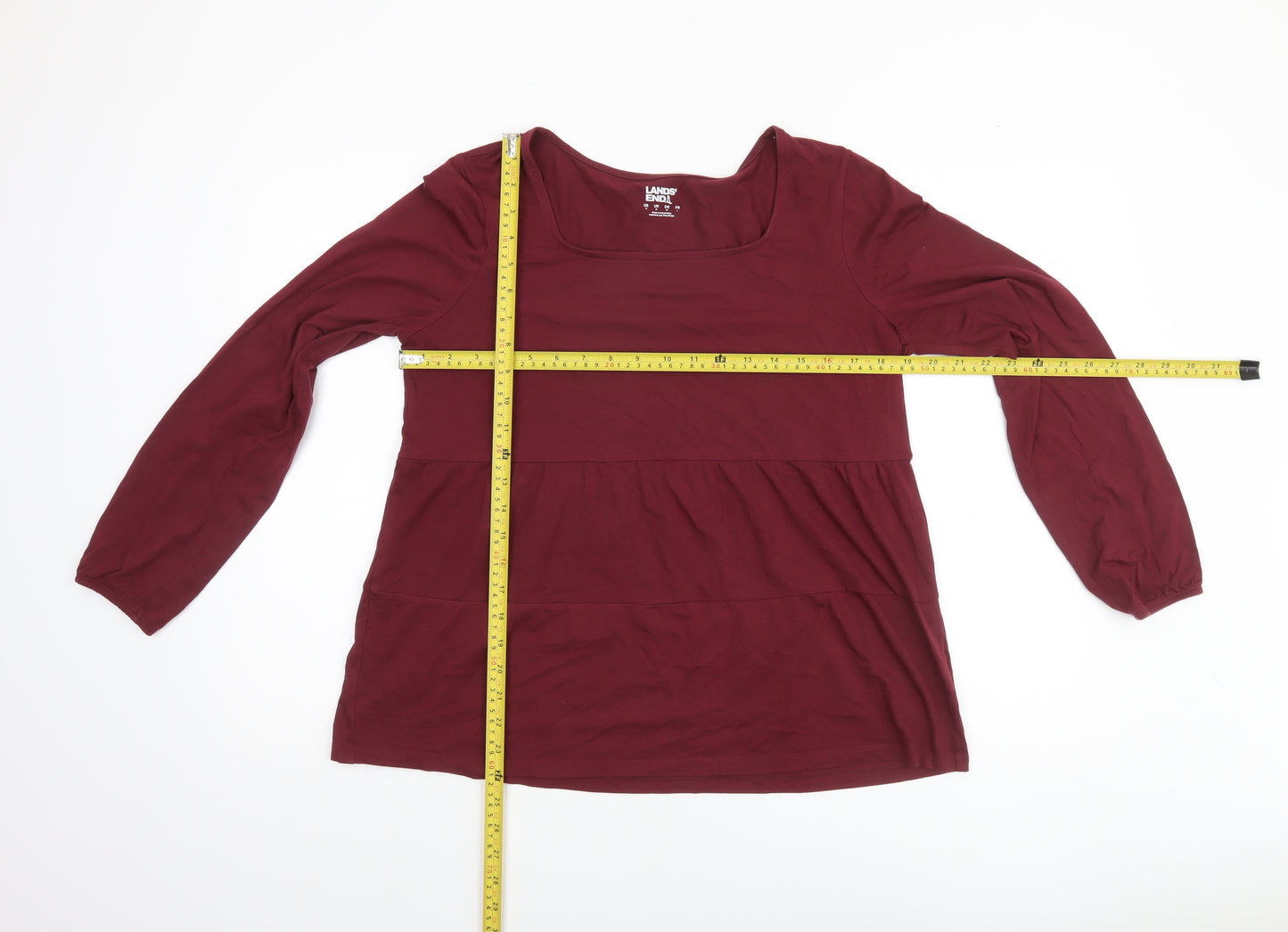 Lands' End Women's Red Long Sleeve Tunic Blouse UK M
