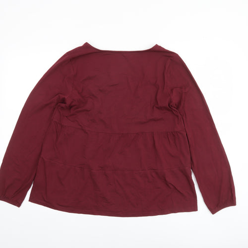 Lands' End Women's Red Long Sleeve Tunic Blouse UK M