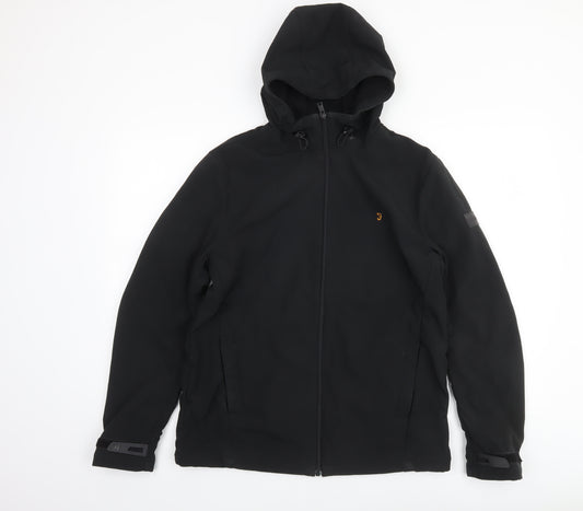 Farah Men's Black Softshell Hooded Jacket M Regular Fit