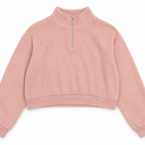 H&M Divided Women's Pink 1/4 Zip Cropped Sweatshirt Size S Cotton Blend