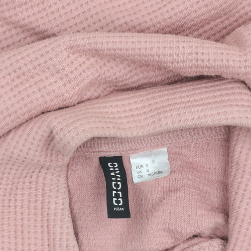 H&M Divided Women's Pink 1/4 Zip Cropped Sweatshirt Size S Cotton Blend