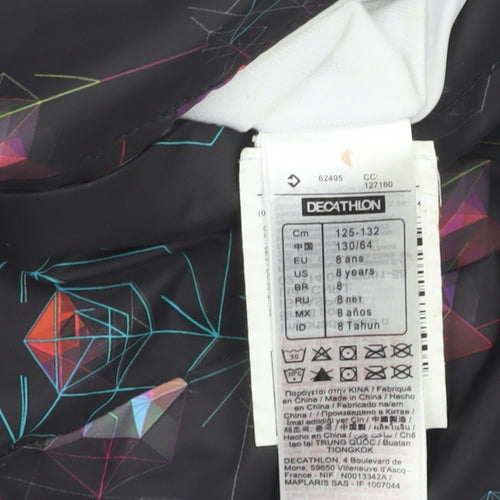 Decathlon Girls White Hooded Puffer Jacket 8 Years Winter Lined Zip Coat