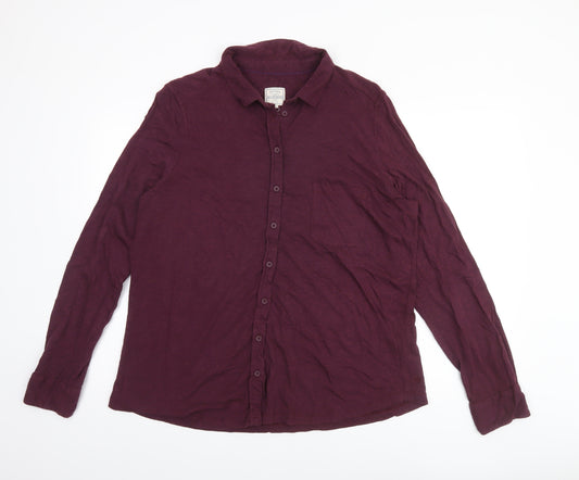 Fat Face Women's Burgundy Long Sleeve Button-Up Shirt UK 18 Cotton Modal