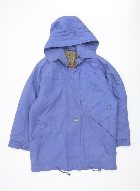 Marks and Spencer Women Blue Hooded Parka Coat UK 12 Polyester Cotton