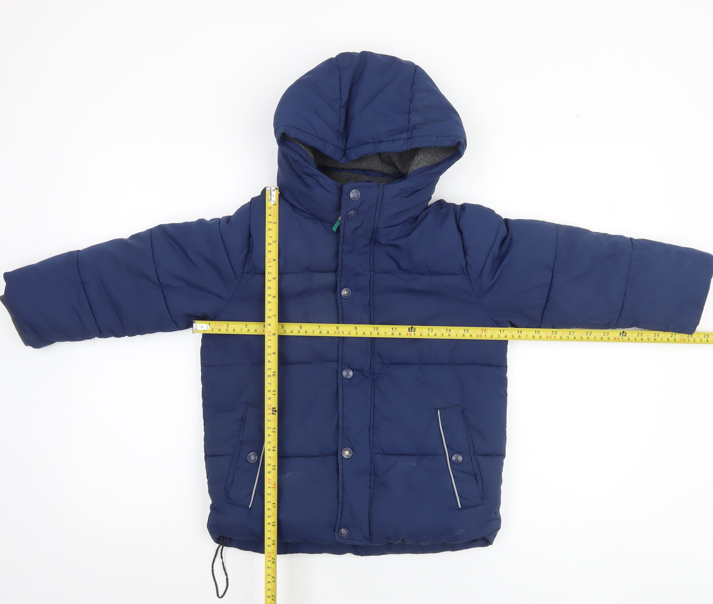 Boden Boys Blue Hooded Puffer Jacket 6-7 Years Lined Winter Coat