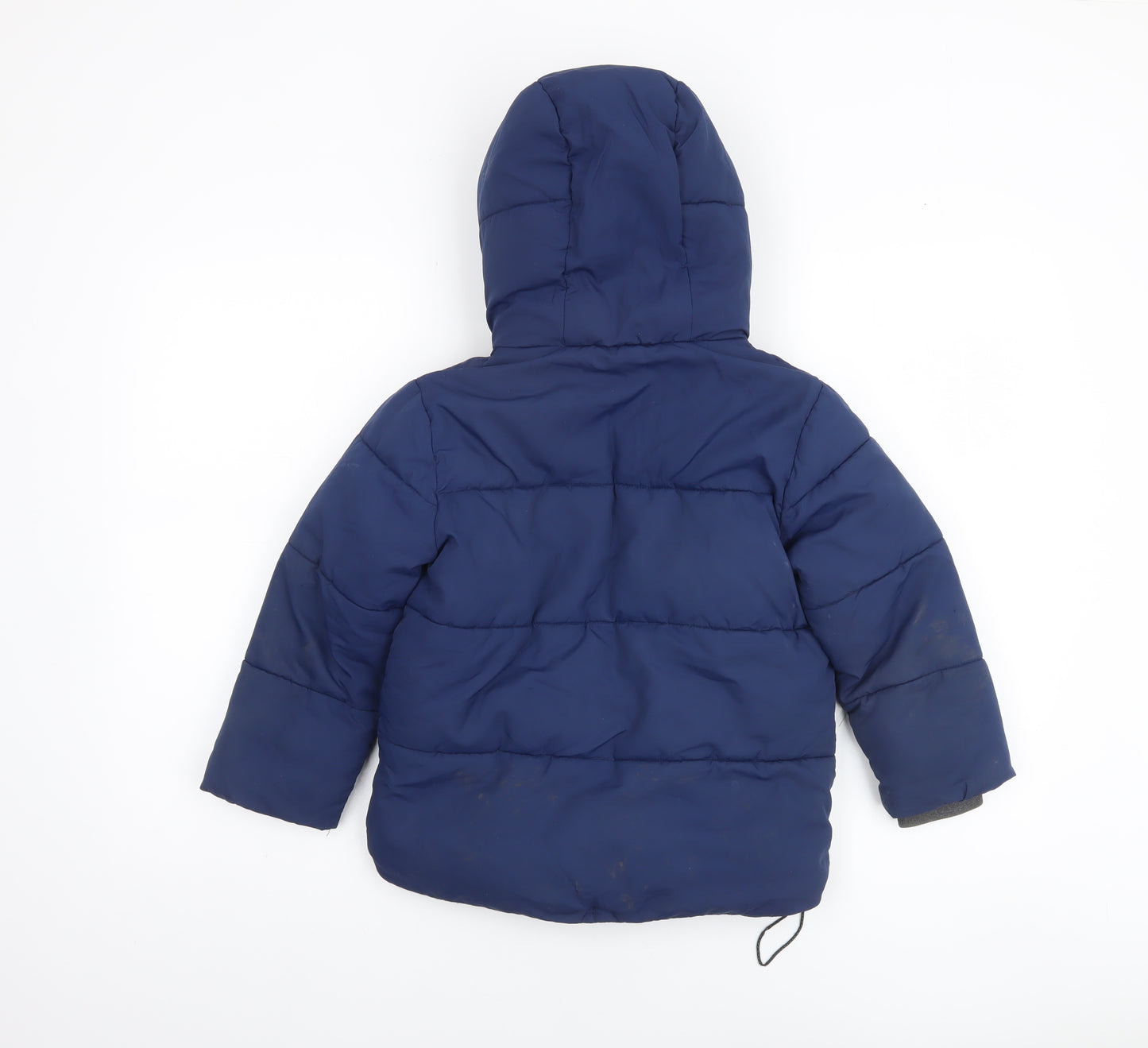 Boden Boys Blue Hooded Puffer Jacket 6-7 Years Lined Winter Coat