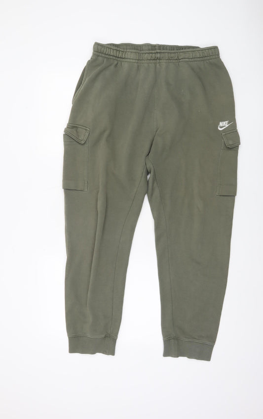 Nike Men's Green Cargo Jogger Trousers XL Regular Fit Fleece