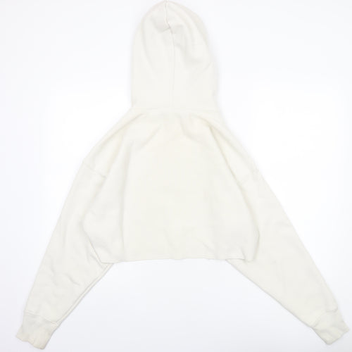 Champion Women's Beige Cropped Hoodie Small Fleece Logo