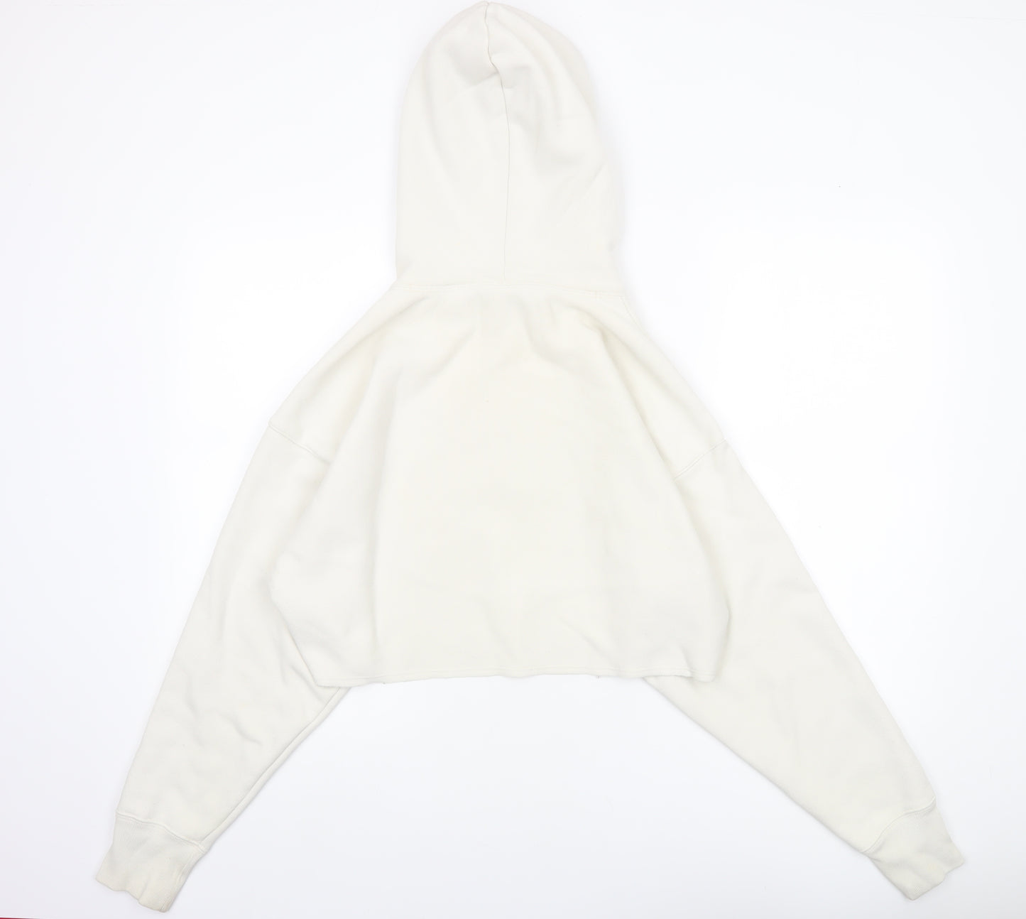 Champion Women's Beige Cropped Hoodie Small Fleece Logo