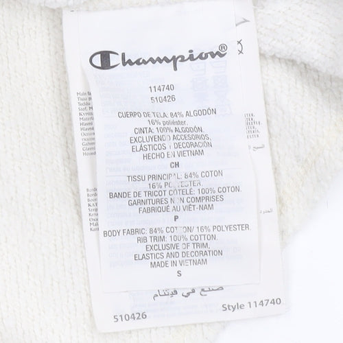 Champion Women's Beige Cropped Hoodie Small Fleece Logo