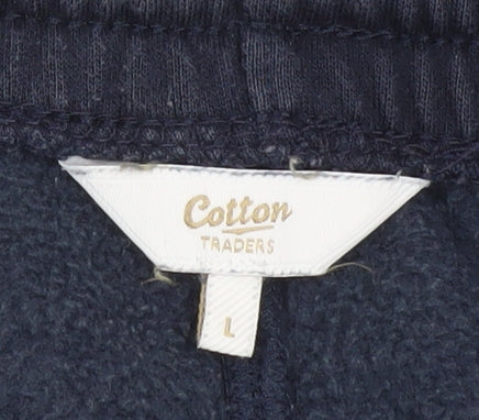 Cotton Traders Men’s Blue Fleece Sweatpants L Elastic Waist Regular