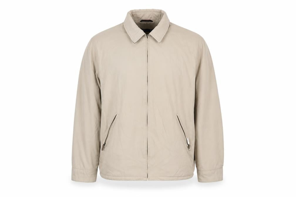 Front view of West Rock Men's Beige L Basic Jacket Full Zip Lined Casual Outdoor