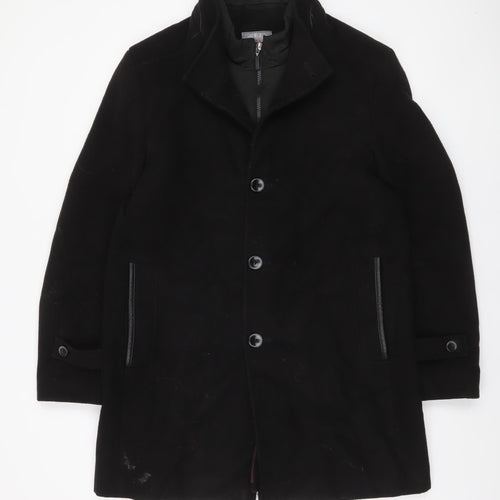 WEIS Men's Black Regular Fit Mid-Length Overcoat Size 50