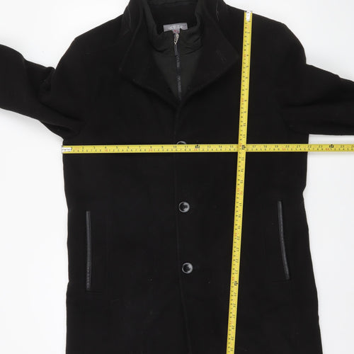 WEIS Men's Black Regular Fit Mid-Length Overcoat Size 50
