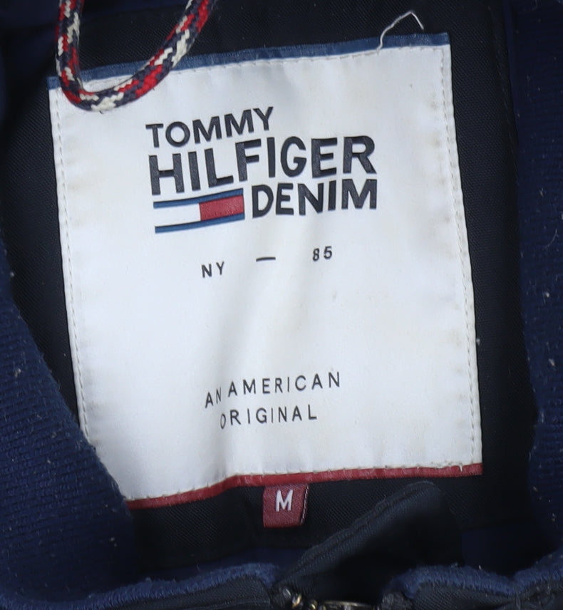 Tommy Hilfiger Men's Black Parka Jacket M Hooded Faux Fur Trim Winter Coat