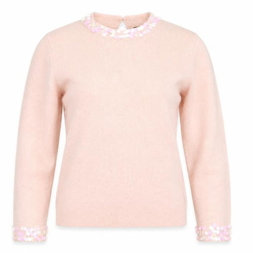 Dorothy Perkins Women Pink Sequin Trim Crew Neck Pullover Jumper UK 10