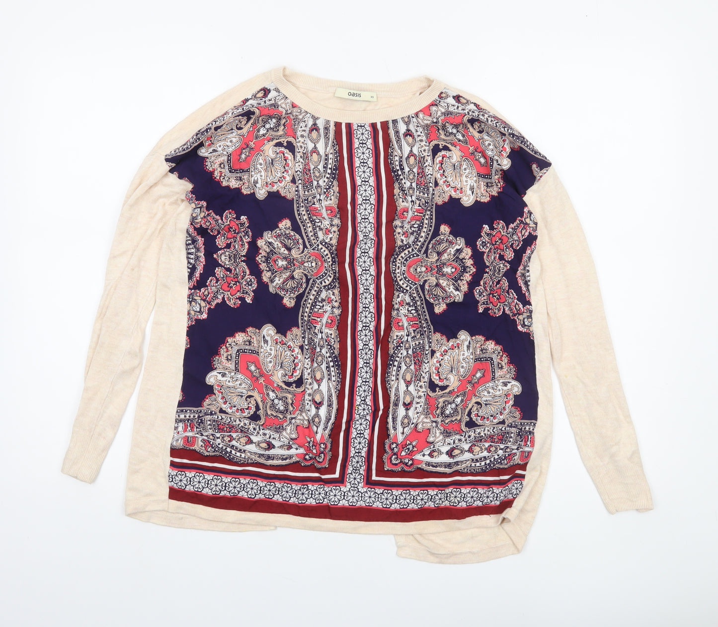 Oasis Womens Multicoloured Paisley Viscose Knit Jumper XS